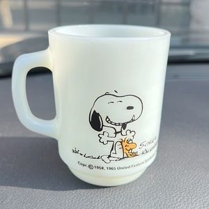 Vintage Anchor Hocking 1958-65 Milk Glass “This has been a Good Day!” Snoopy Mug